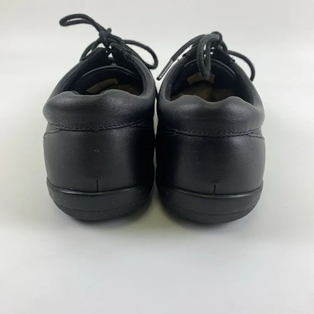 Revere Orlando Black Stretch Leather Lace Up Shoe Flat Comfort Cut Out Womens 9